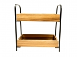 Handcrafted Superior KD Acacia 2-Tier Kitchen Shelf with Metal Frame